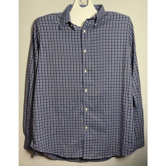 Polo Ralph Lauren Dress Shirt Men 2XL XXL TTG Performance Fit Nylon Blend Blue - Picture 2 of 6